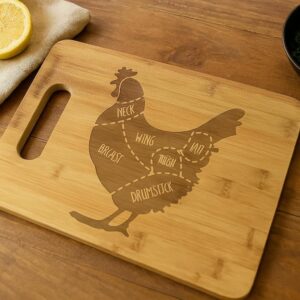 Chicken Meat Map Laser Engraved Bamboo Cutting Board - Wedding, Housewarming, Anniversary